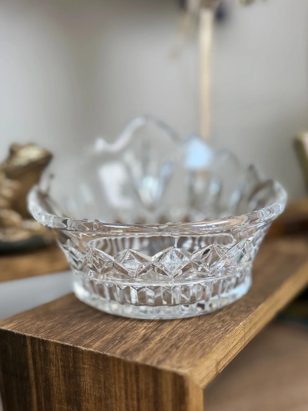 Vintage Teleflora Tiara Crown Cut Crystal Starburst Round Decorative Bowl Dish
